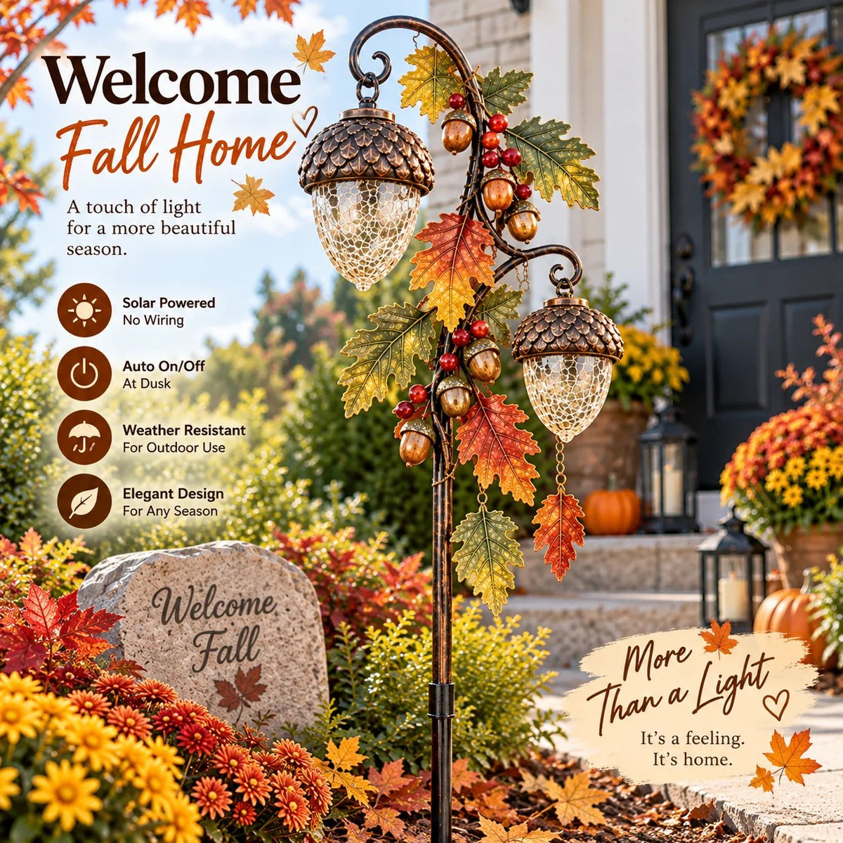 🍁 Autumn Acorn Glow™ – Solar Double Acorn Garden Stake Light🎁
