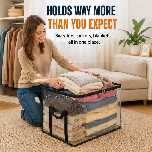 🎁 Sale 49% OFF📦Large Heavy-Duty Thick Plastic Clear Storage Bag for Clothes, Moving & Storage