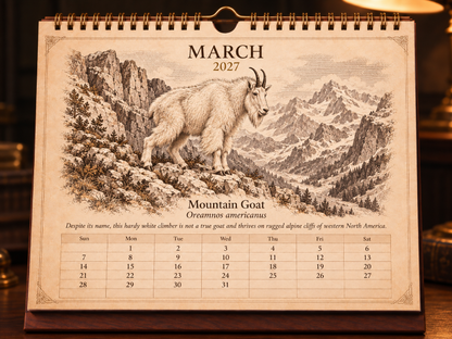 🐑Wild Sheep & Goats 2027 — Antique Natural History Desk Calendar📅