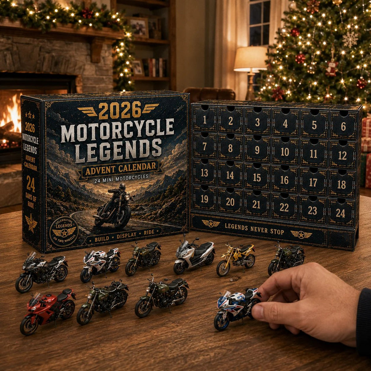 🔥50% Off Last Day🔥 - 2026 Motorcycle Legends Advent Calendar – 24 Days, 24 Mini Motorcycles, 24 Legendary Rides
