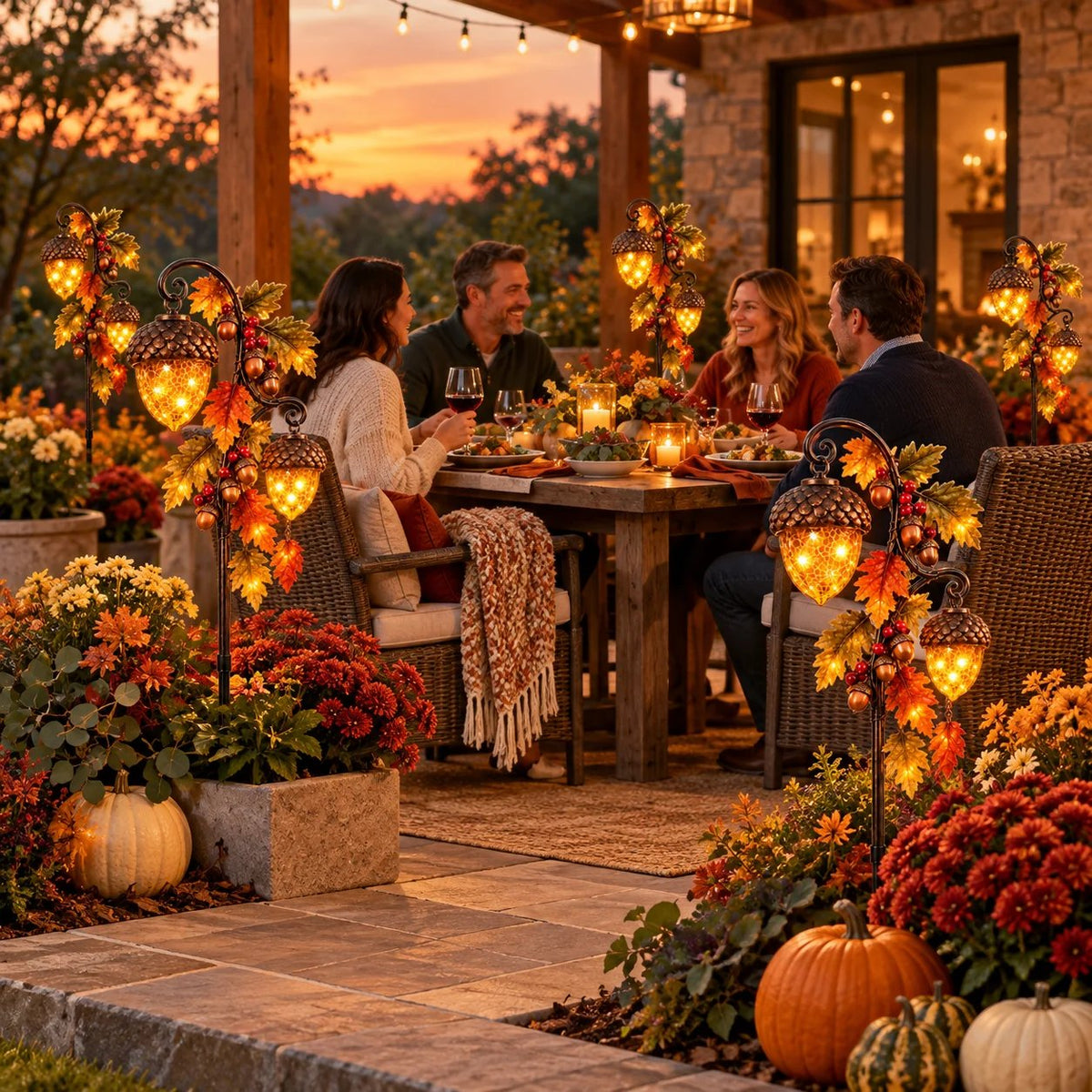 🍁 Autumn Acorn Glow™ – Solar Double Acorn Garden Stake Light🎁