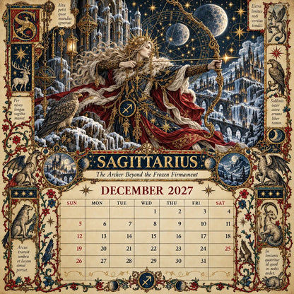 🔮 2027 Zodiac Grimoire Desk Calendar | 12 Medieval-Inspired Zodiac Artworks for Astrology & Gothic Art Lovers ✨
