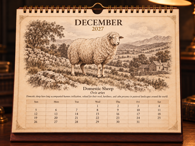 🐑Wild Sheep & Goats 2027 — Antique Natural History Desk Calendar📅