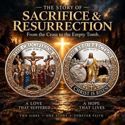 Crucifixion & Resurrection Commemorative Coin, Christian Faith Keepsake Celebrating Sacrifice, Hope & the Risen Christ