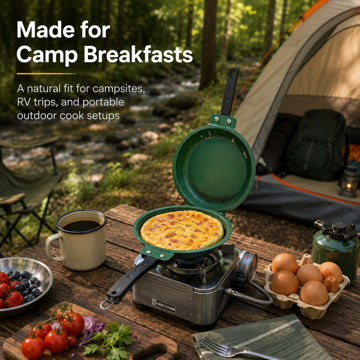 Double-Sided Camping Frying Pan