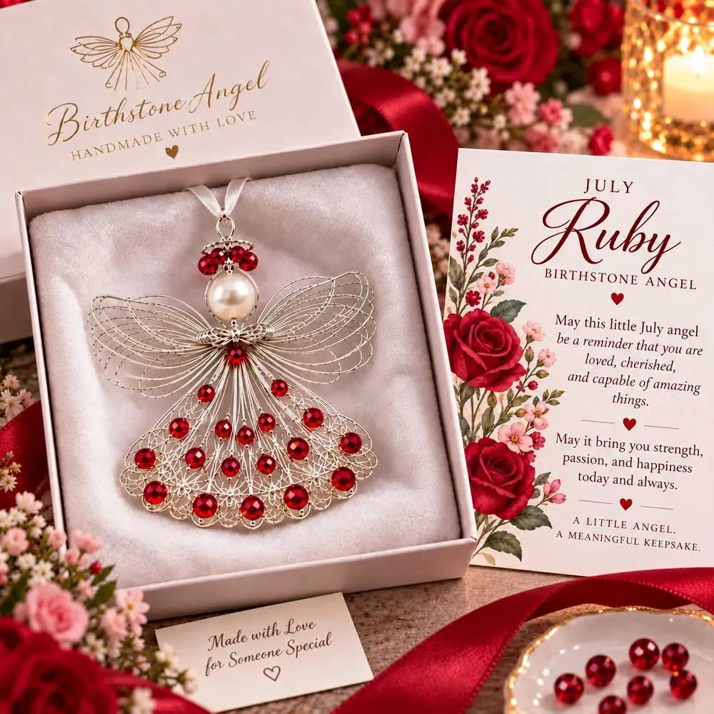 ⏳ Last Day 53% OFF – 👼Handmade Birthstone Angel Wire Ornament |12 Meaningful Birthstone Colors with Keepsake Card ✨