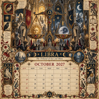 🔮 2027 Zodiac Grimoire Desk Calendar | 12 Medieval-Inspired Zodiac Artworks for Astrology & Gothic Art Lovers ✨
