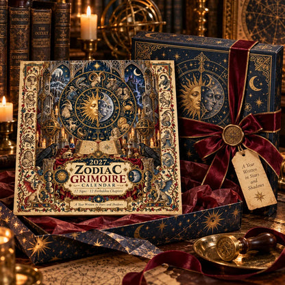 🔮 2027 Zodiac Grimoire Desk Calendar | 12 Medieval-Inspired Zodiac Artworks for Astrology & Gothic Art Lovers ✨
