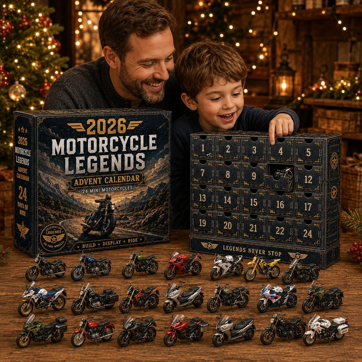 🔥50% Off Last Day🔥 - 2026 Motorcycle Legends Advent Calendar – 24 Days, 24 Mini Motorcycles, 24 Legendary Rides