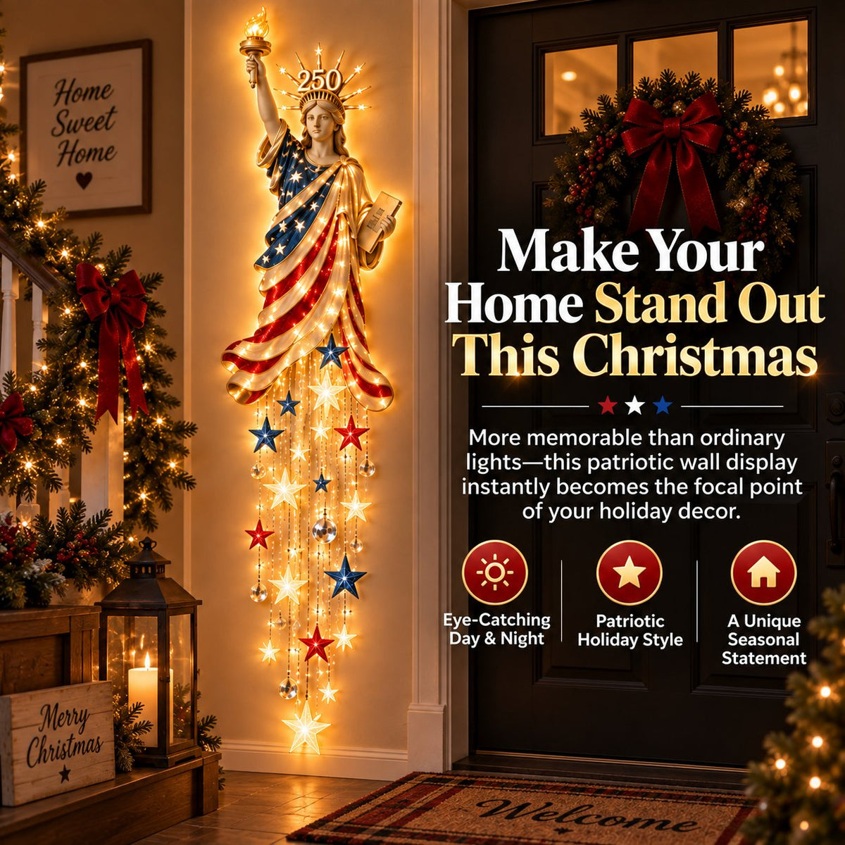 🗽 Liberty 250 Starfall Wall Glow – Patriotic Anniversary Lighted Keepsake