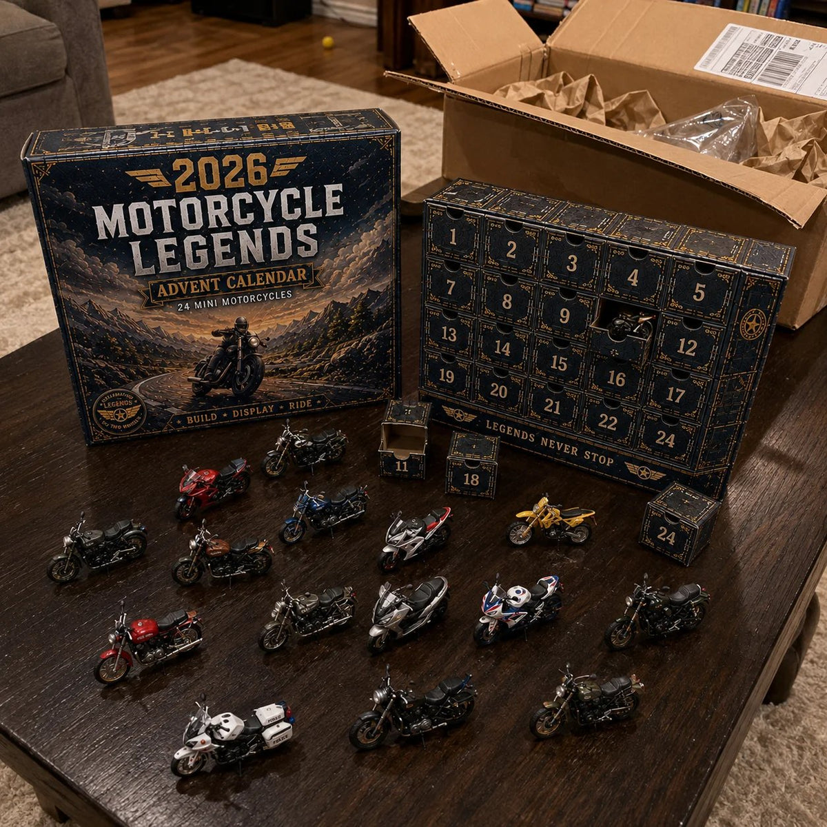 🔥50% Off Last Day🔥 - 2026 Motorcycle Legends Advent Calendar – 24 Days, 24 Mini Motorcycles, 24 Legendary Rides